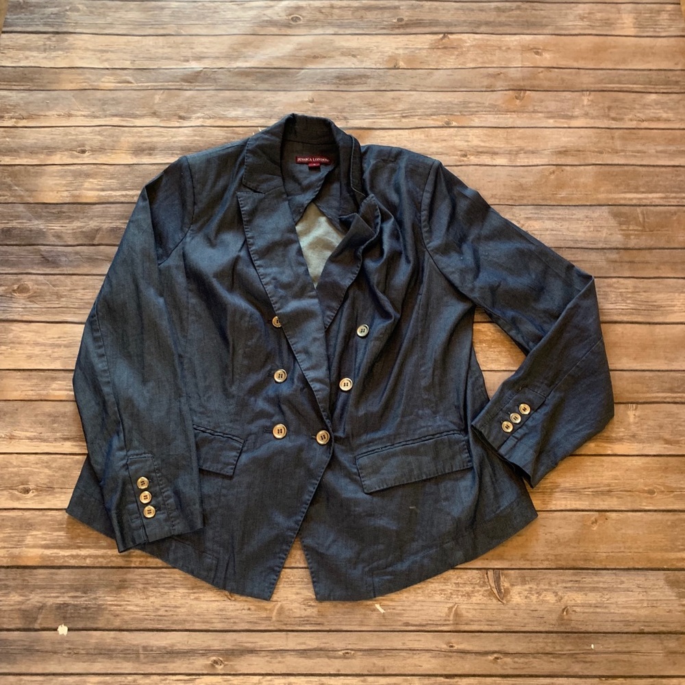 Jessica London Denim Peacoat Sz 18